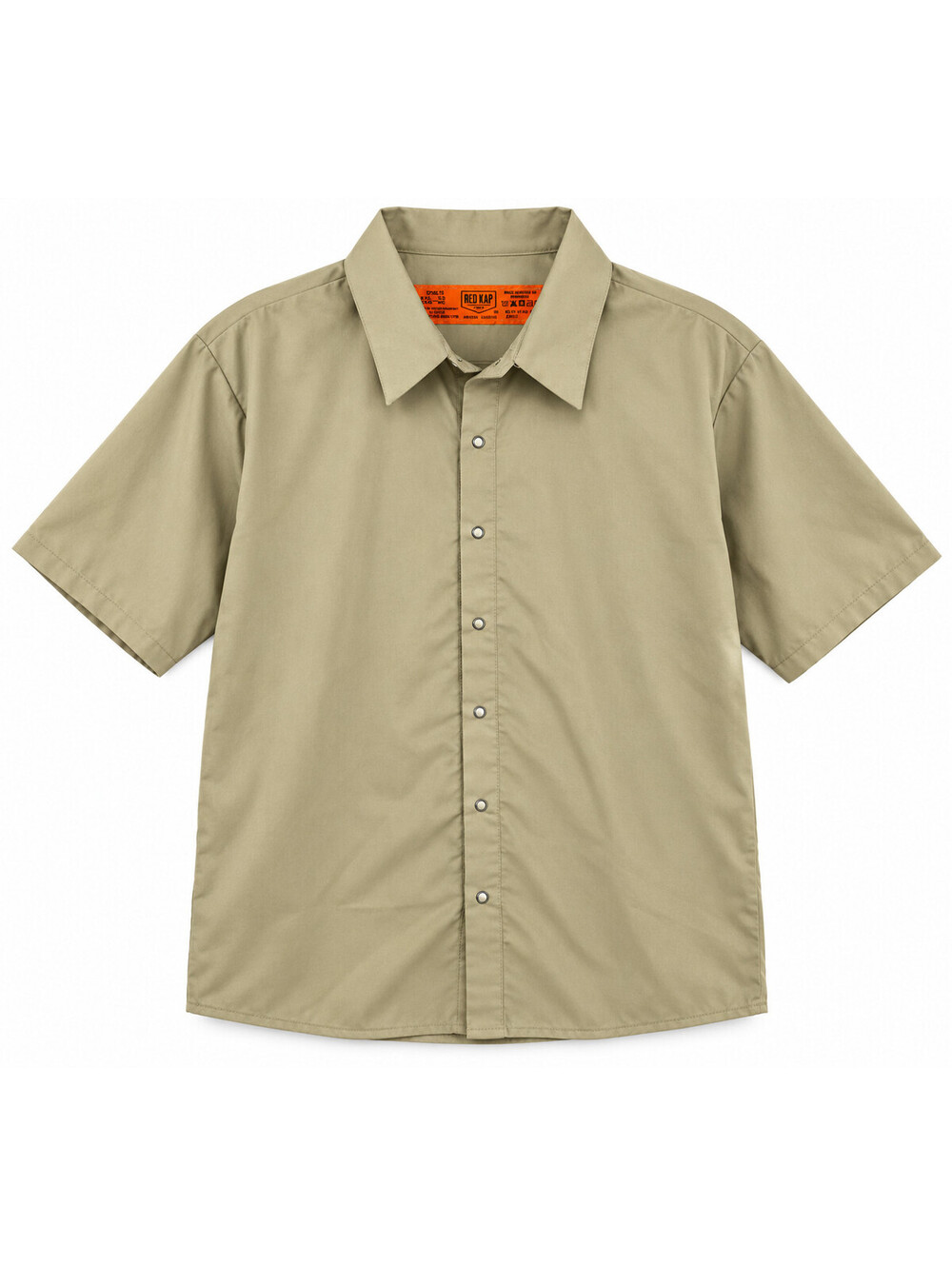 Red Kap SP26LT Men’s 3XL Short Sleeve Pocketless Work Shirt Light Tan Snap Front